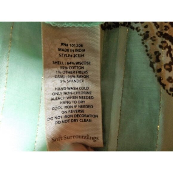 Soft Surroundings 2 pc S Mint Green Beaded V-Neck Tunic 3/4 Sleeve Matching Tank - Picture 6 of 10